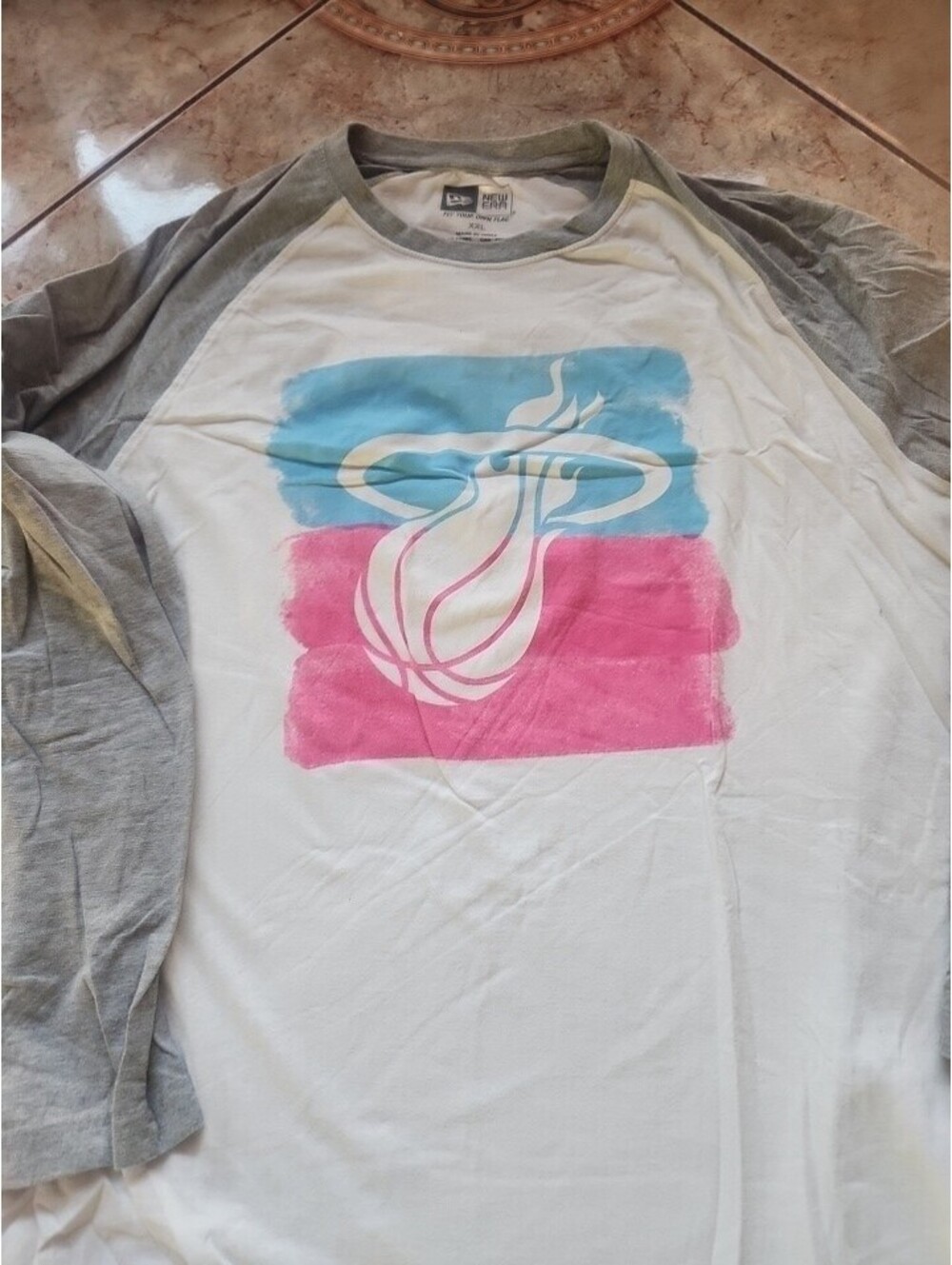 Men's New Era White Miami Heat City Edition Long Sleeve T-Shirt